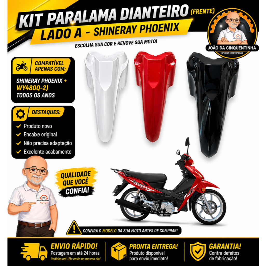 Paralama Parte A Dianteiro (frente) Shineray Phoenix + 50 WY48Q-2