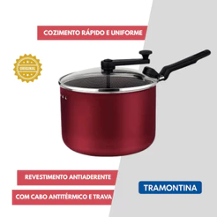 Pipoqueira Tramontina 3,5l Antiaderente Alumínio Loreto 20cm - Cozimento rápido e uniforme