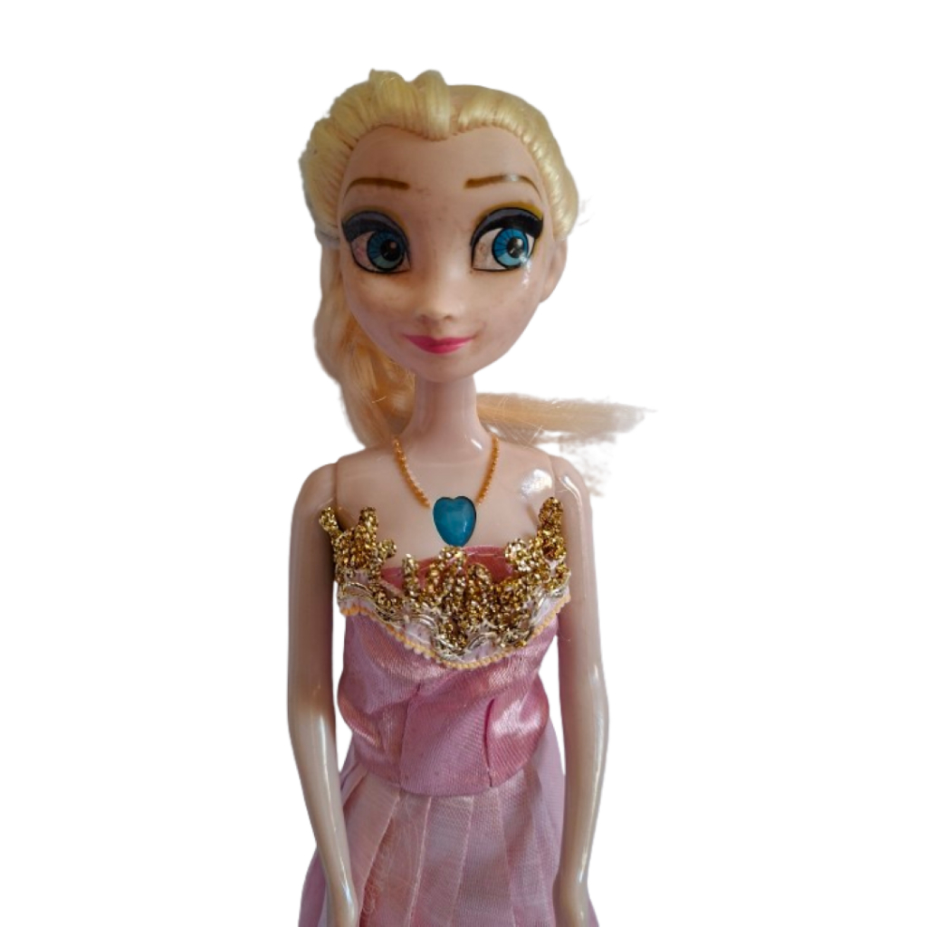 Boneca Magrela Musical Elsa com Vestido de Gala Rosa e Som