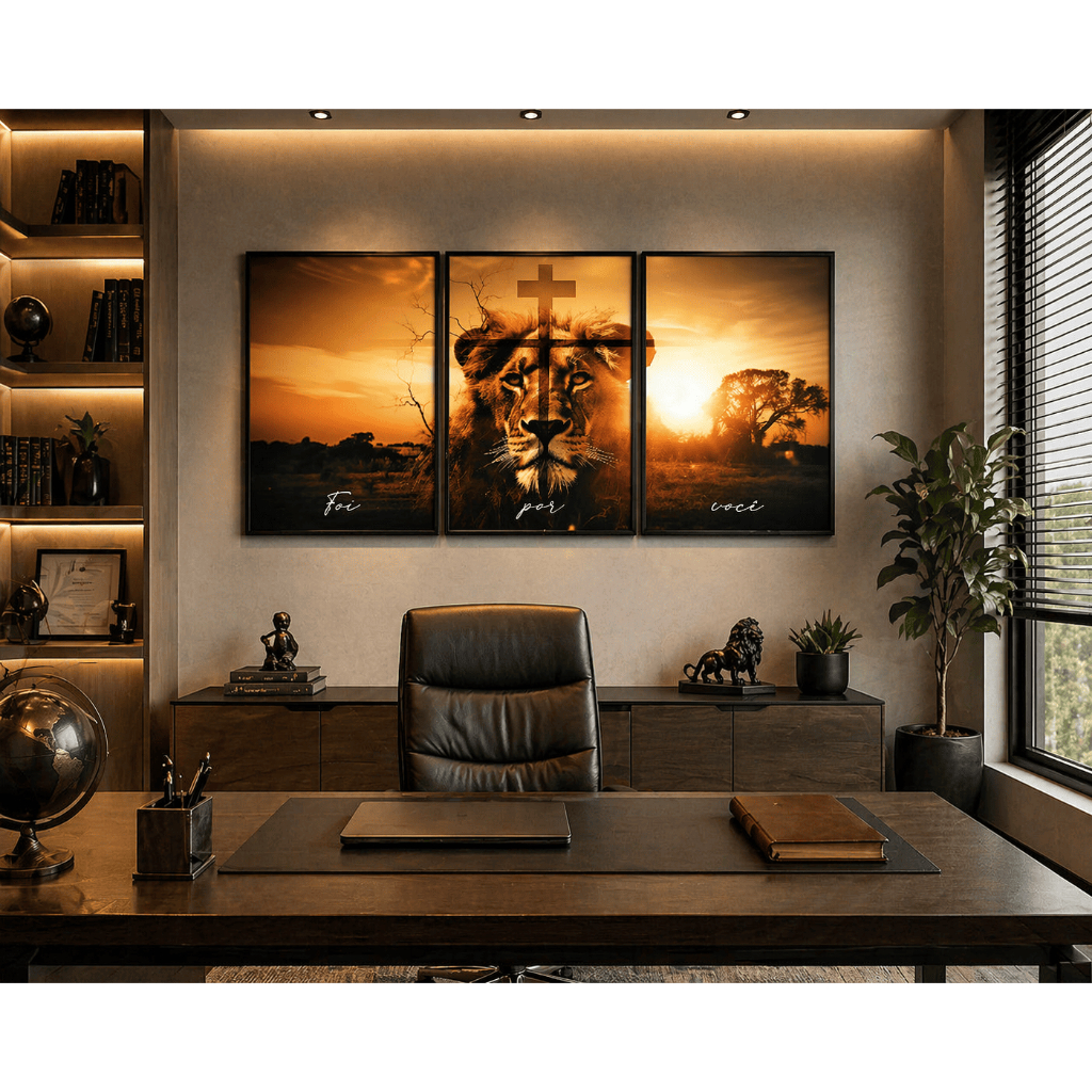Quadro Decorativo 3 Telas 50x75cm e 60x90cm Religioso Foi Por Você Com Moldura Decoração Cristã Sala Quarto Escritório