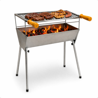 Churrasqueira Móvel Portátil Desmontável Com Grelha Chapa Galvanizada Espetinho Bitroom em Oferta na Shopee