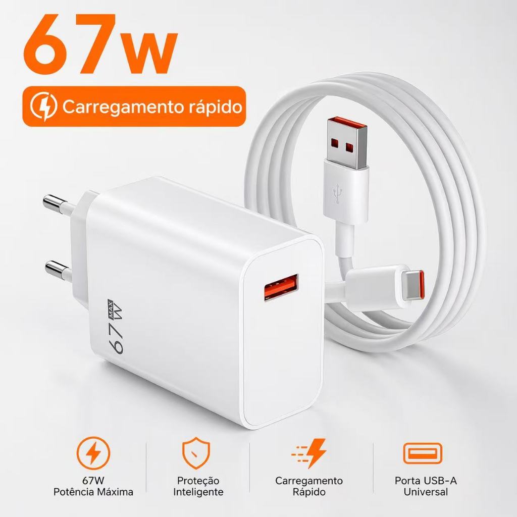 Carregador rápido de 120W 67W com 6A USB C cabo 1M Turbo ORIGINAL Charge Turbo Power Cabo USB + Cabo Tipo C