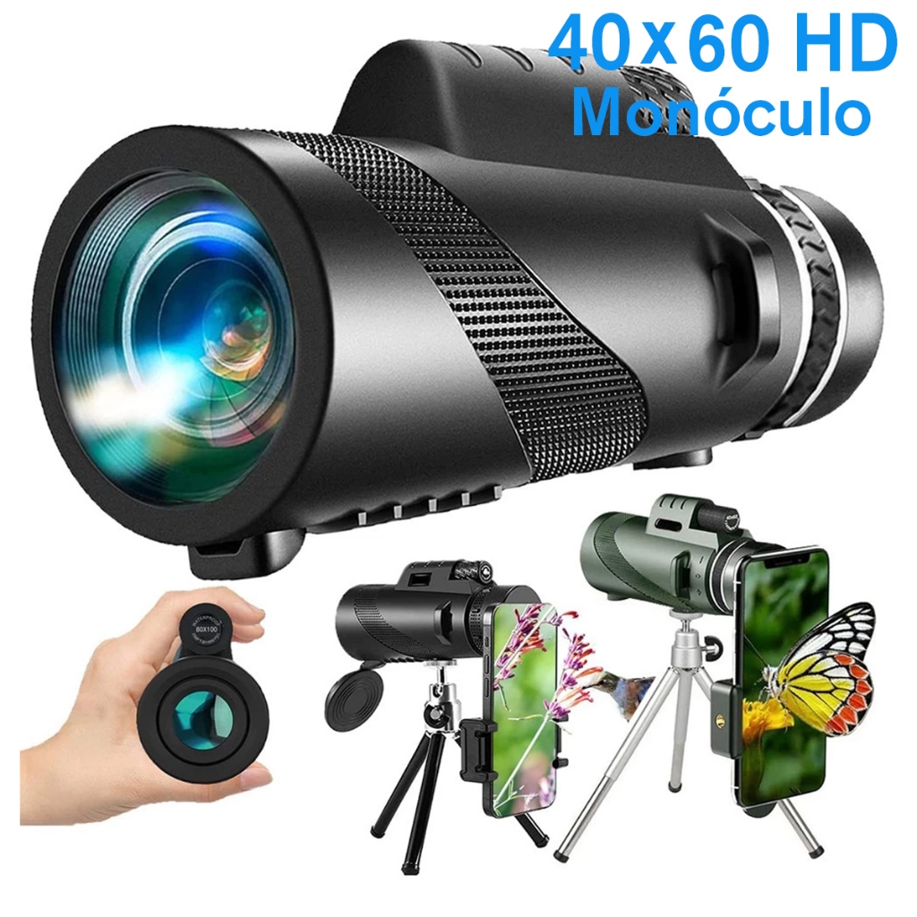 Monóculo Telescópio Portátil 40x60 HD Com Tripé – Compatível Com Celular Ideal para Viagens