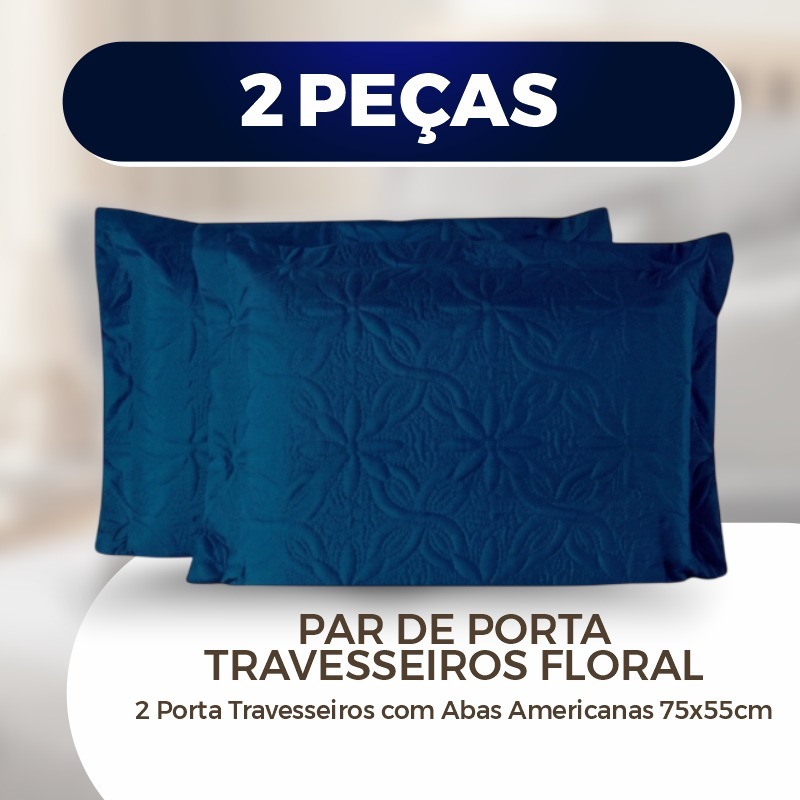 Porta Travesseiro Premium Luxo Matelado Ultrassônico Delicado Floral 02 Peças 100% Poliéster