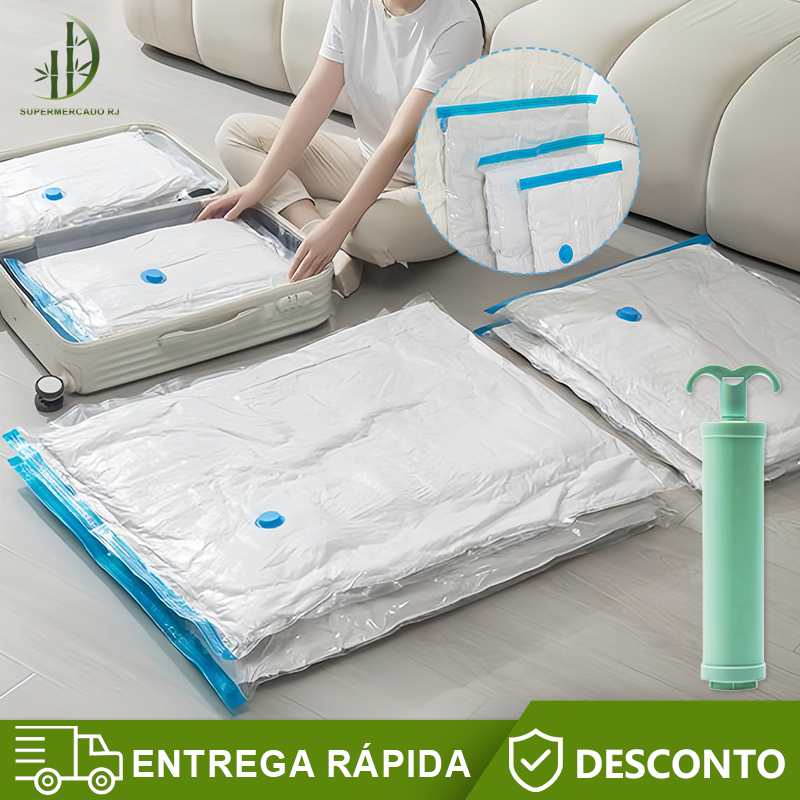 Conjunto 3/5 Peças Saco A Vácuo Edredom Mala Roupa De Cama Com Bomba