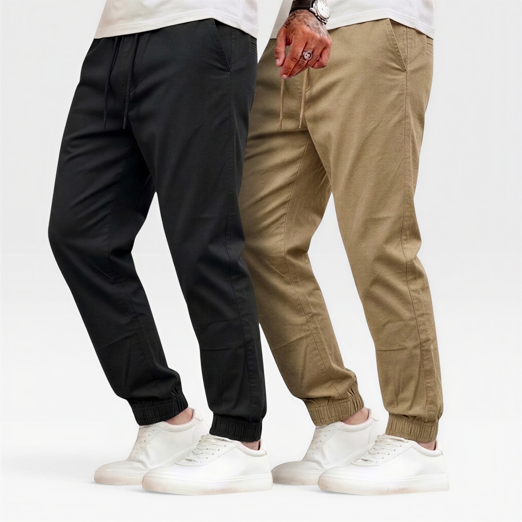 Calça Jogger Masculina Streetwear Sarja Esportiva Jeans 4 Bolsos com Punho Elástico