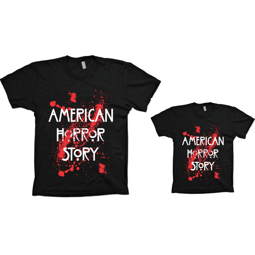 Camiseta Pai e Filho Adulto + Infantil Geek Series Supense - American Horror Story - 100% Algodão