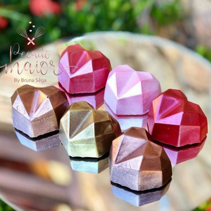 Forma De Acetato Confeitaria Trufa Coração Diamond Lapidado Dia Dos Namorados