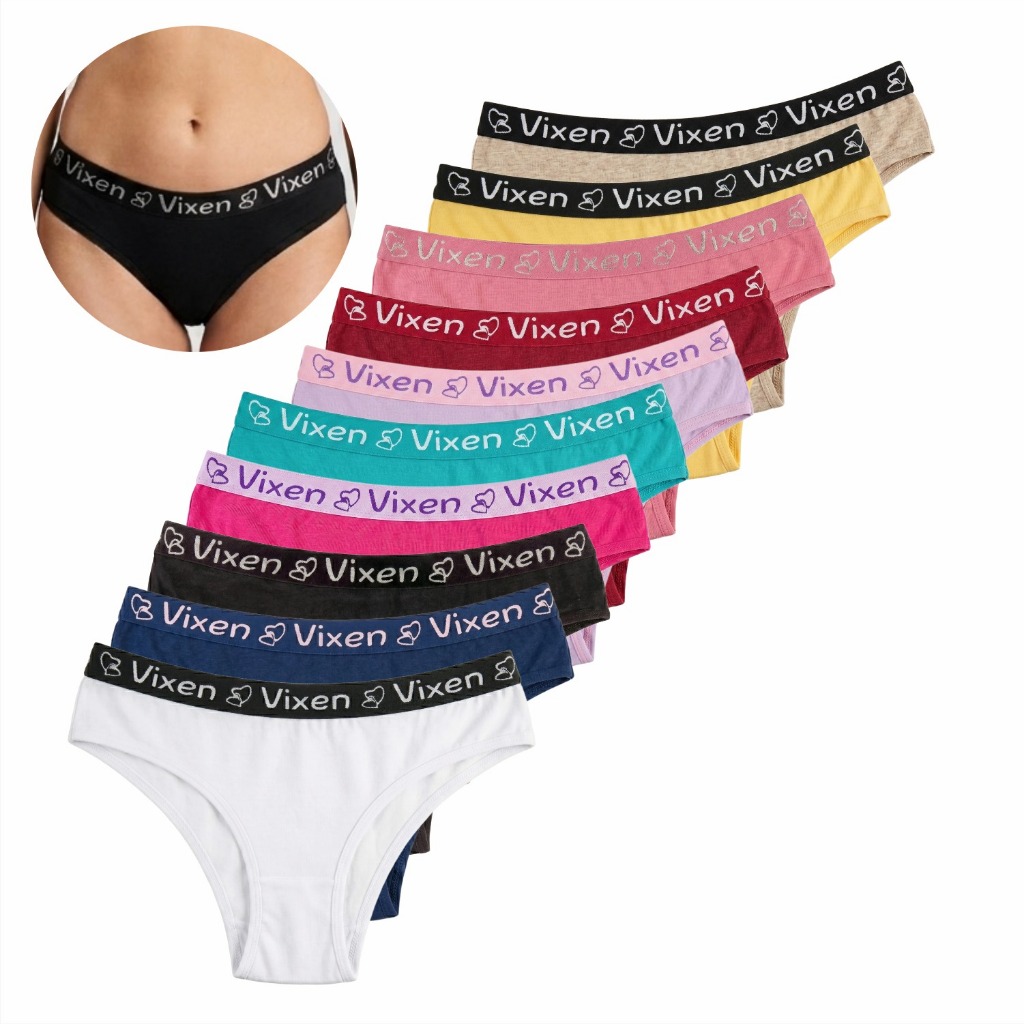 Kit 10 Calcinha Feminina Tanga Algodão Lisas Cós Largo