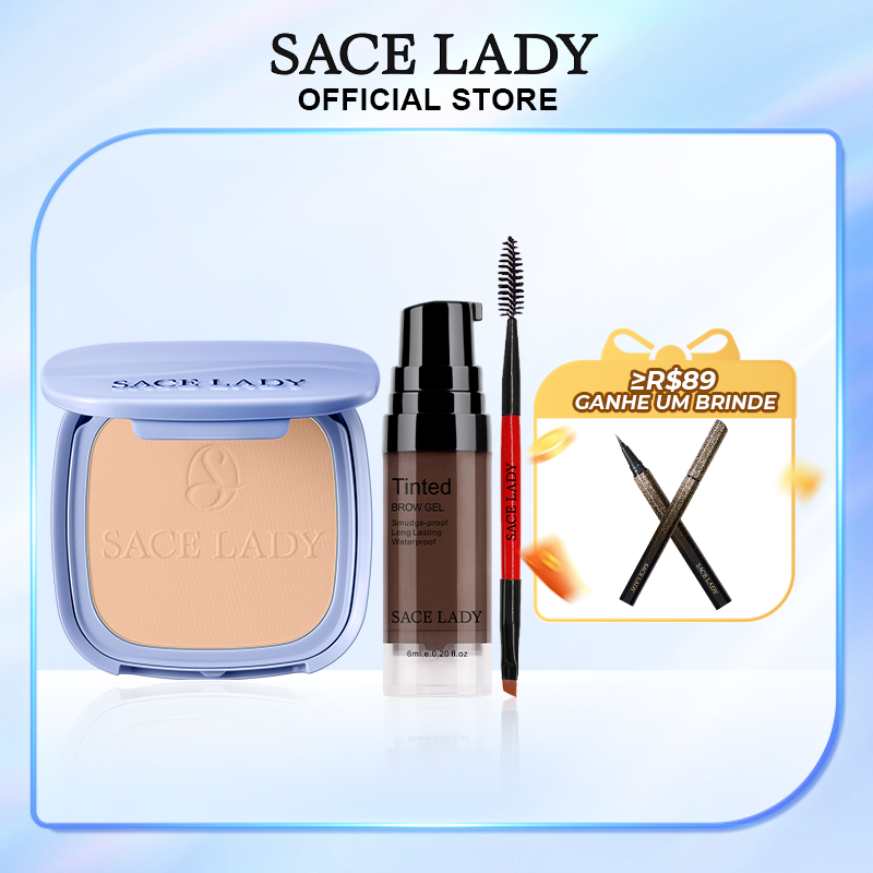 SACE LADY Pó Facial Pérola e Lápis de sobrancelhas em gel Kit de Maquiagem FPS 30PA+++ Controlo
