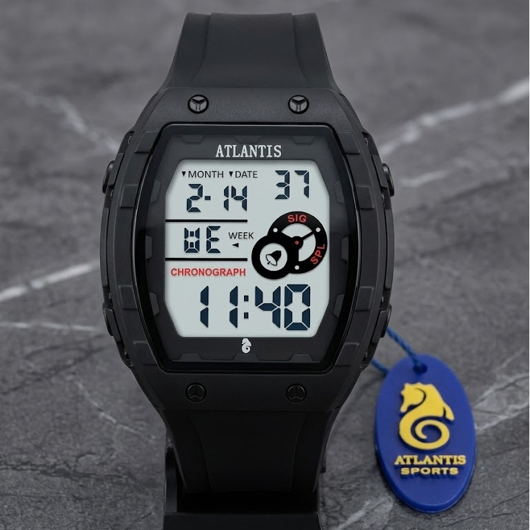 Relógio Digital Quadrado A Prova D Água, Relógio Atlantis Original Pulseira de Borracha