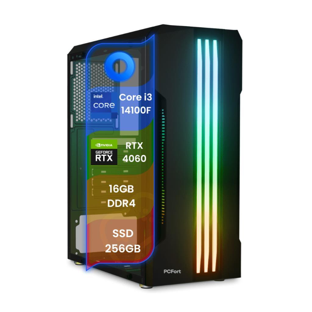 PC Gamer TOP Concórdia Processador i3 14100F 16GB SSD 256GB RTX 4060 Fonte 500W FreeDos