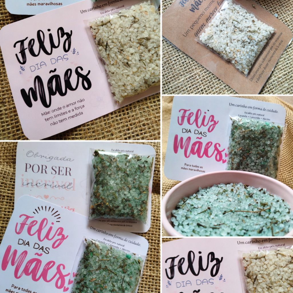Lembrancinha Dia das Mães Escalda Pés Artesanal 35g | Kit Presente Barato Lavanda Camomila Relaxante KIT ESCALDA PES