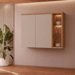 Armário Aéreo 2 Portas e Nichos Allure Linea Brasil 1,20cm 100% MDF