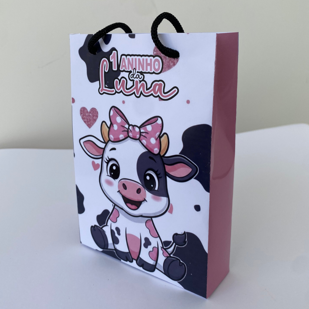 Kit Sacolinha 10|15|20 Personalizada Vaquinha Festa 10x15cm | Lembrancinha, Embalagem, Kit Presente com Alça