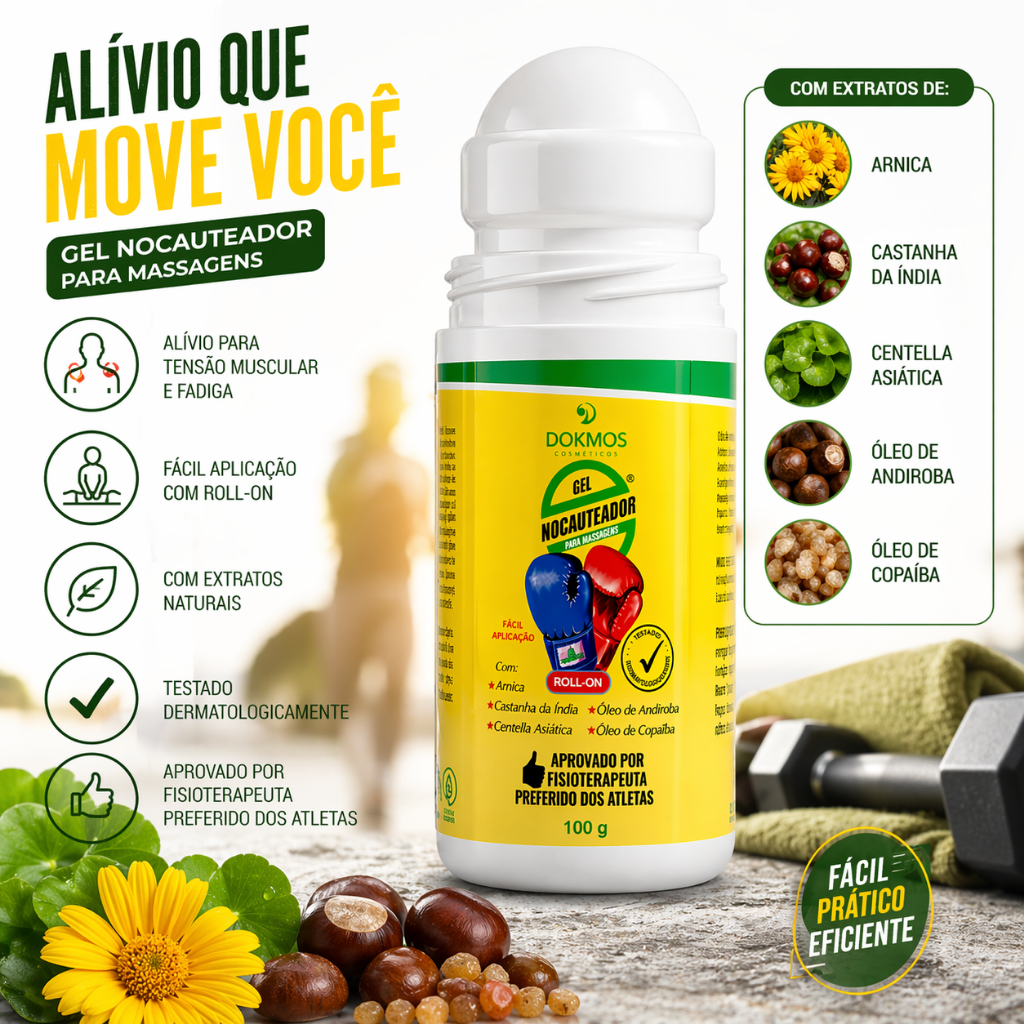 Gel Nocauteador Dokmos Canela de Velho Arnica Multi Ervas 30 100% Original Dor Muscular