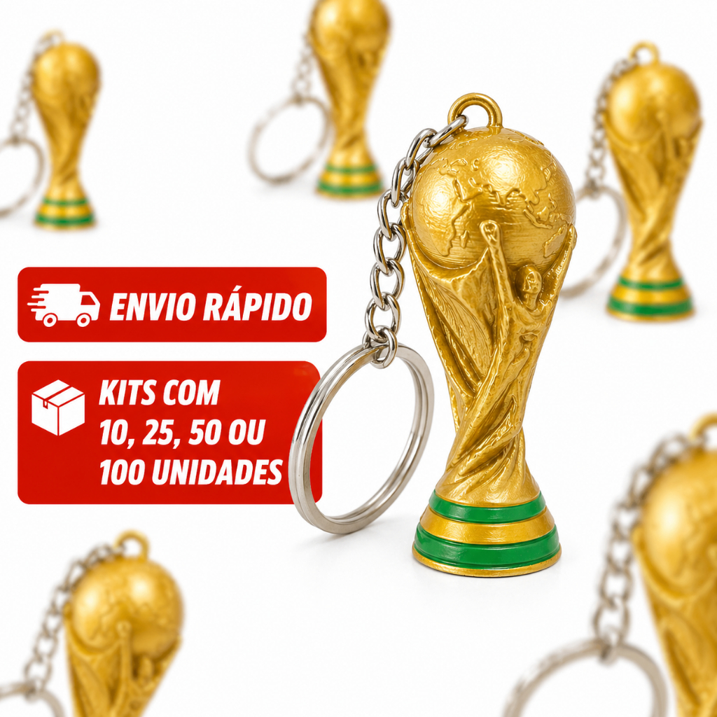 Chaveiro Taça Copa do Mundo FIFA 2026 - Colecionável Torcedor Seleção Brasileira
