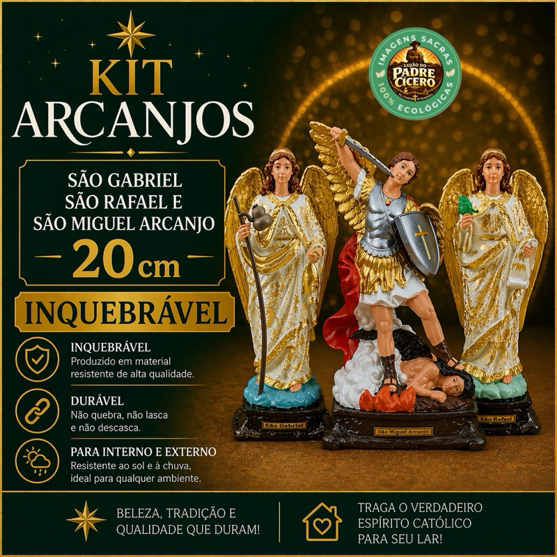 Os três Arcanjos 20Cm-São Miguel Arcanjo , São Rafael e São Gabriel inquebrável borracha