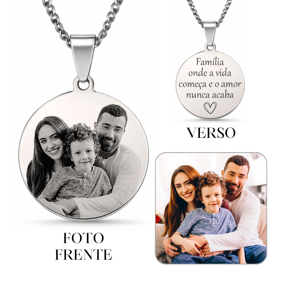 Colar Cordão Corrente Aço Inox Personalizado Gravação Nome Dia Das Mães Pai FIlho Foto Amor