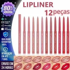 12 Pçs/Set Lipliner Lápis Desenhar Esboço A Linha Labial Caneta Matte Batom De Longa Duração Rosa Veludo Maquiagem