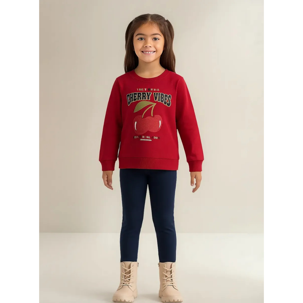 Conjunto Moletom Rovitex Menina Juvenil c/ Legging molecotton Cherry Vibes