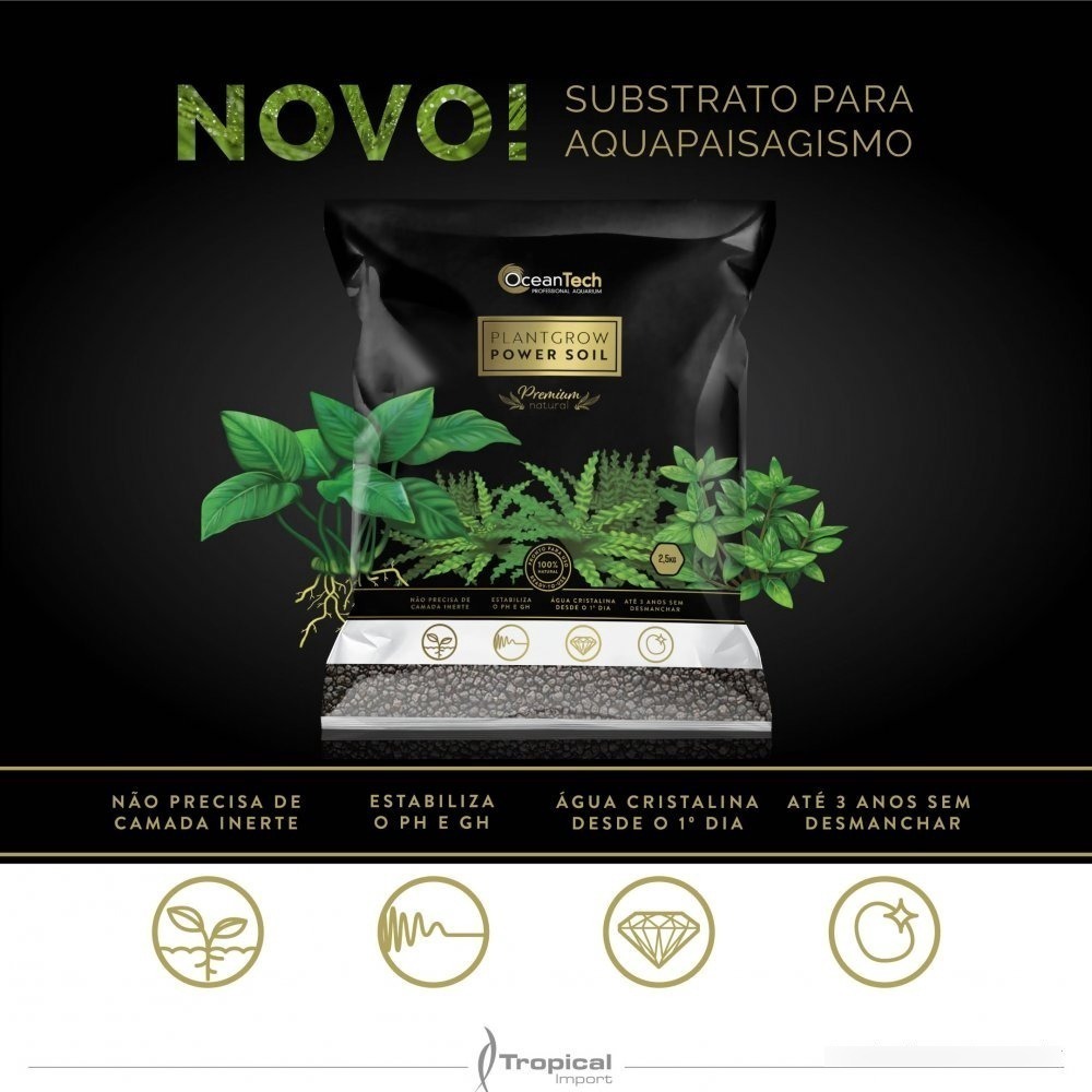 Substrato Fertil Plant Grow Power Soil 2,5kg Ocean Tech aquario
