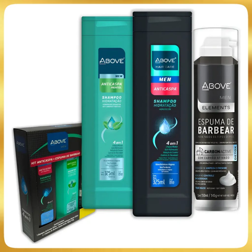 Kit Above Men 2 Shampoos Anticaspa Com Espuma Barbear