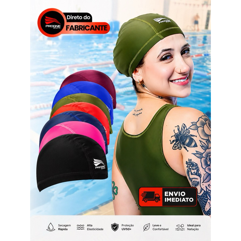 Touca de Natação Progne Sports | Conforto, Proteção UV, Secagem Rápida e Alta Resistência