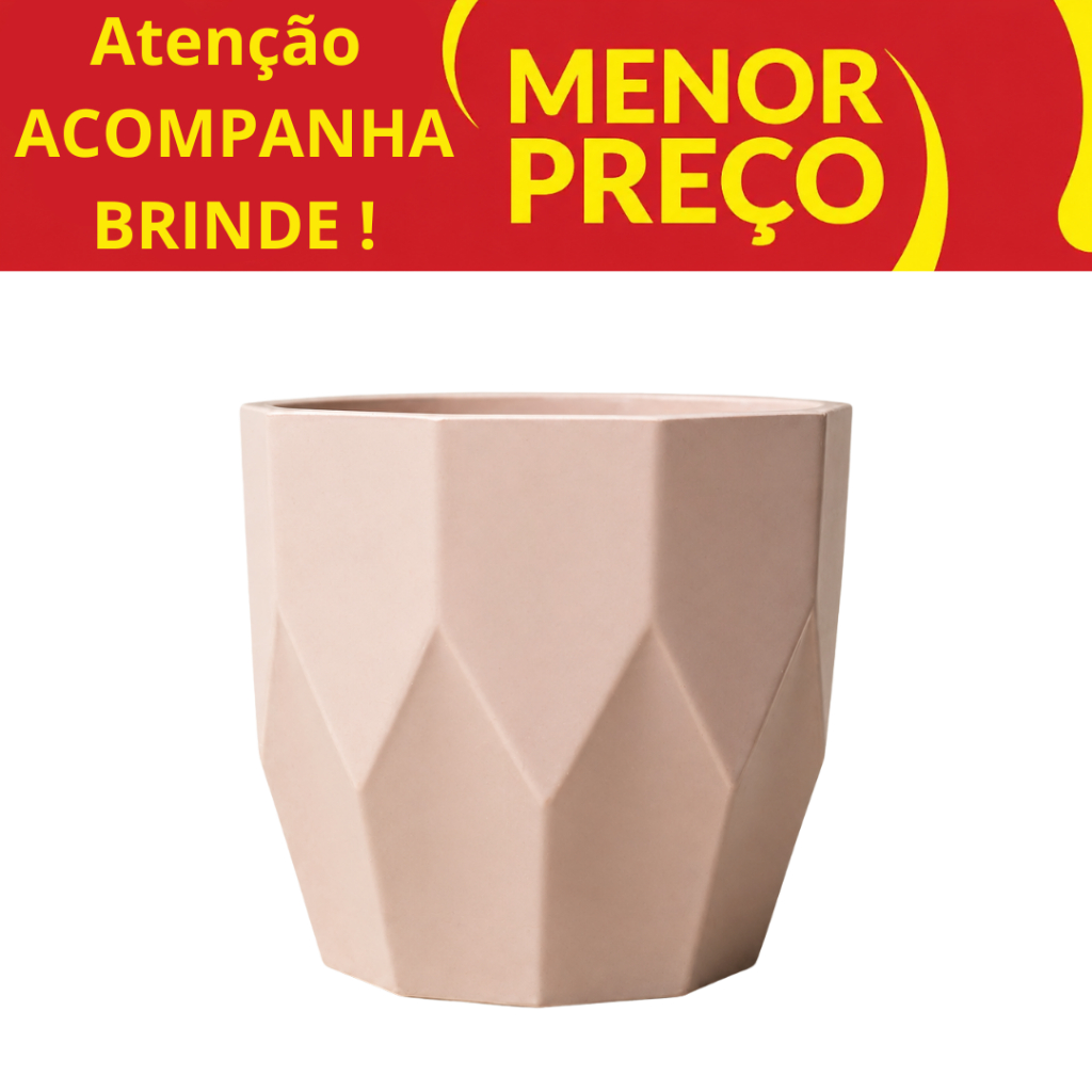 Vaso facetado médio N4 decorativo para plantas e ideal para centro de mesa casa sala cozinha
