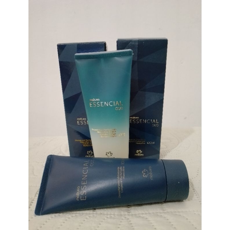 Kit Shower gel perfumado masculino 4 em 1 Essencial oud + desodorante hidratante corporal 100ml