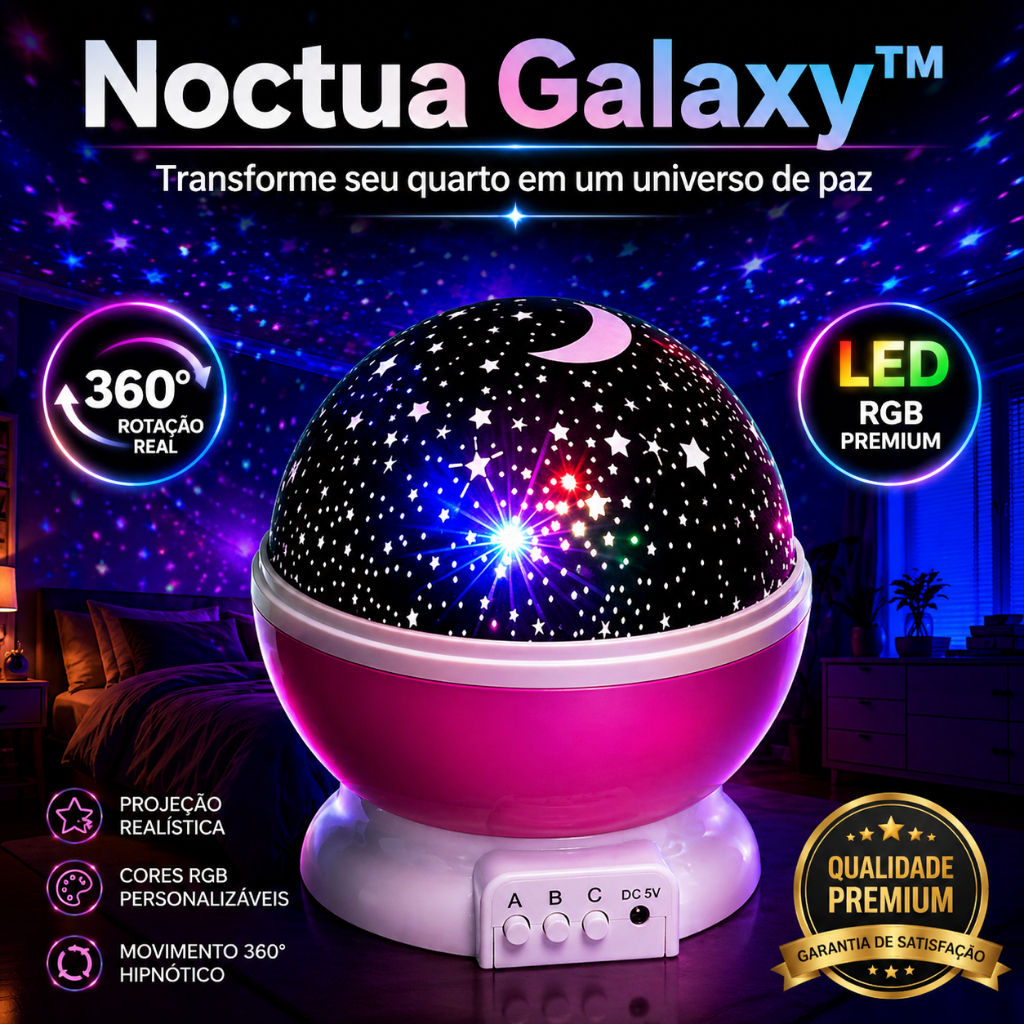 Luminária Projetor Estelar 360° LED RGB Noctua Galaxy™ Luz Noturna Céu Estrelado Quarto Relaxante