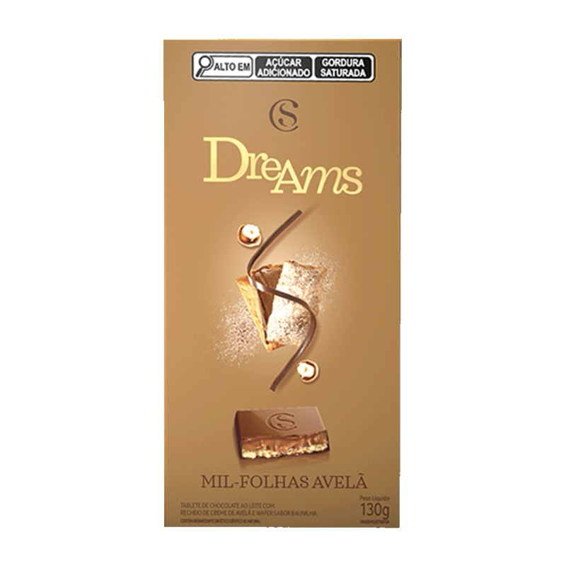 Barra Dreams Cacau Show Mil-Folhas Avelã 130g promoção dia das mães