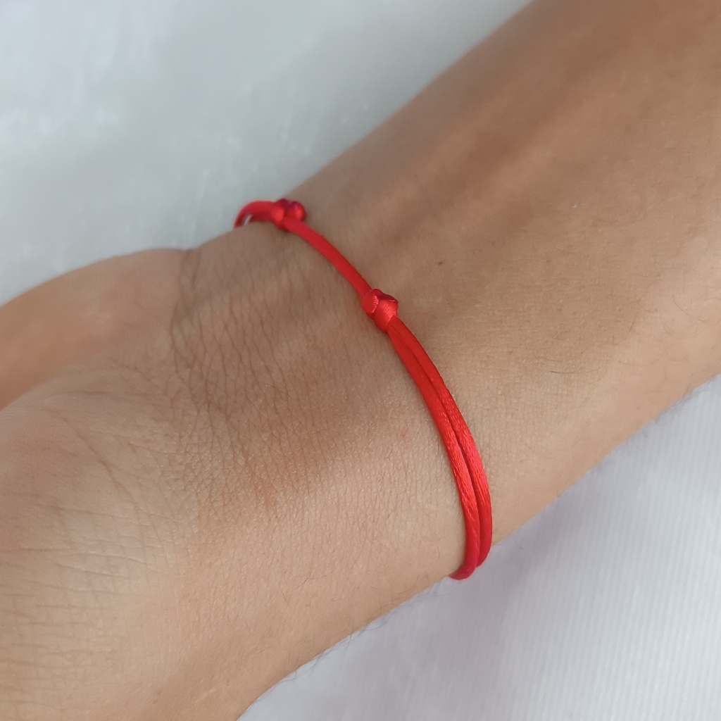 PULSEIRA NO FIO 1 MM VERMELHO FIO DE CETIM TAMANHO AJUSTÁVEL HOMEM MULHER