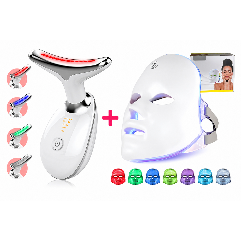 Kit Facial Completo LED + Massageador Anti-idade Premium