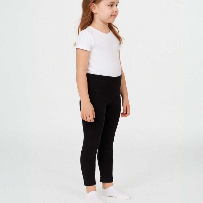 Calça Legging Infantil Lisa Confortável Uniforme Roupa De Menina Frio Elastano Feminina do 1 ao 14 — imagem 2 de 2