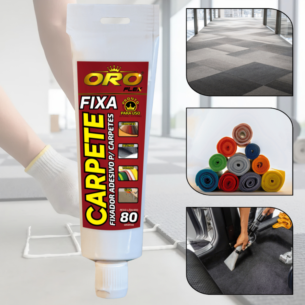 Cola tapete feltro madeira uso geral FIXA CARPETE OROFLEX 80G forte fácil aplicar