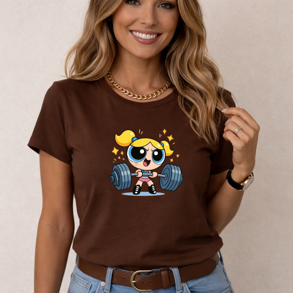 Camiseta Feminina Estampada Lindinha Super Poderosas Academia 100% Algodão Premium