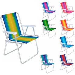 Cadeira de Praia Dobravel Alta em Alumínio Cores Variadas MOR
