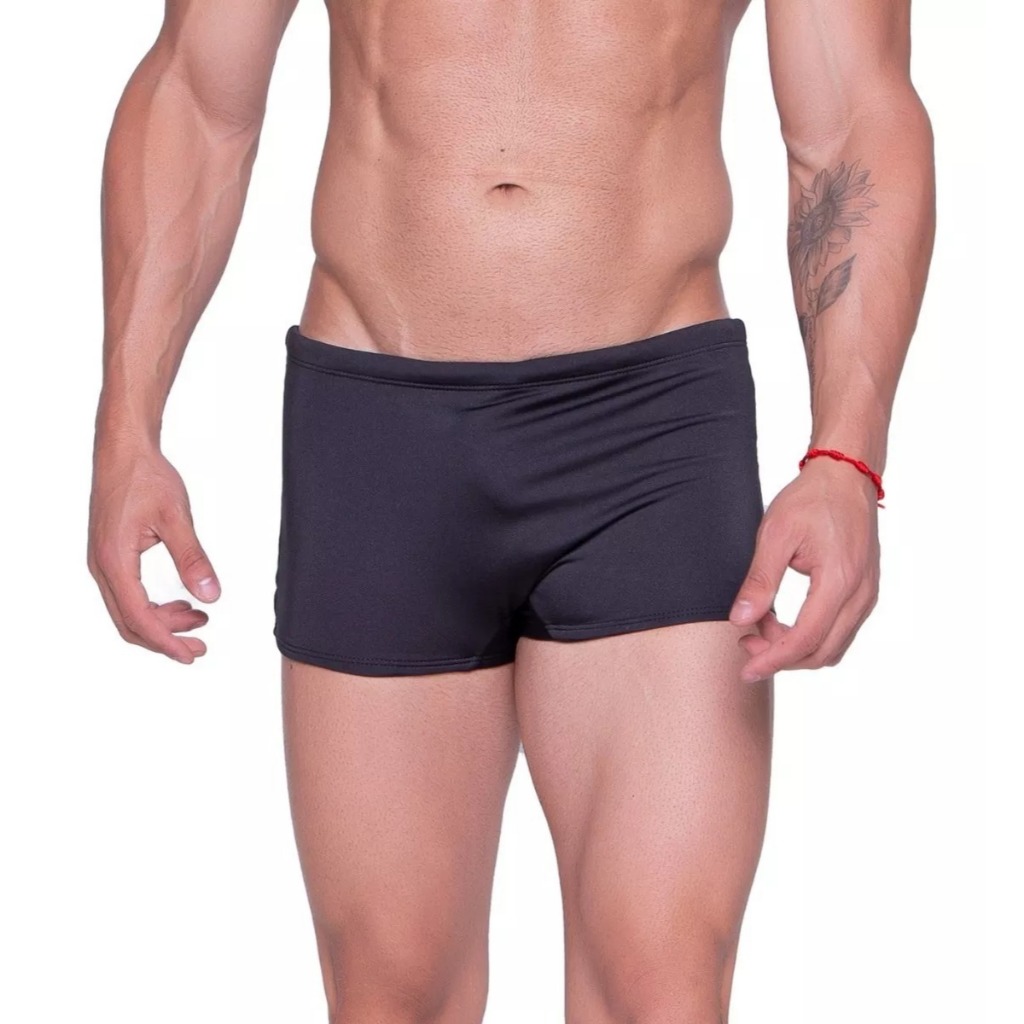 Sunga Boxer Box Cores Lisas Adulto Moda Praia Masculina Lycra Top de Linha