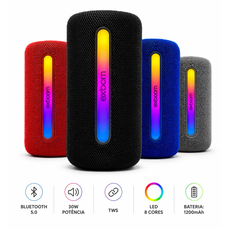 Caixa De Som Bluetooth Portátil Recarregável Led RGB USB Radio FM TF SD TWS Exbom 31BT-B 33BT-B 15w 30w