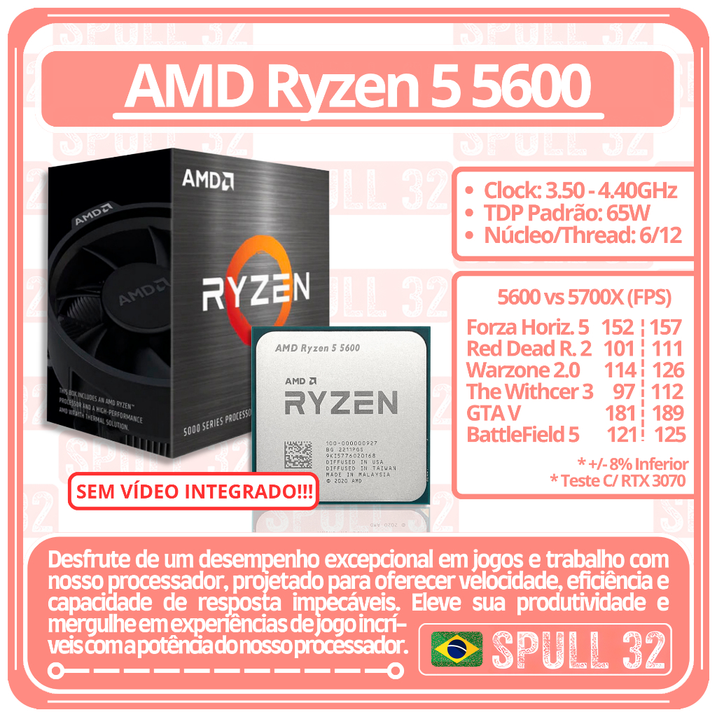 Processador AMD RYZEN 5 5600 (OEM) | SPULL 32