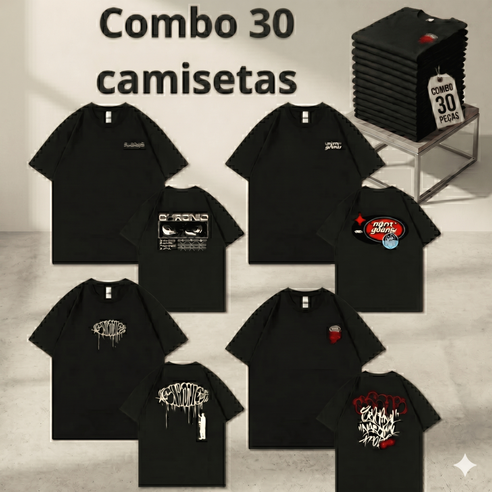Kit 30 Camisetas Chronic 420 Atacado 100% Algodão Streetwear Estampas Mistas