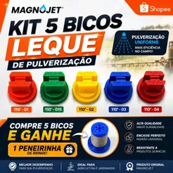 Kit 5 Bicos Leque Pulverização Magnojet TP 110° + Peneirinha Brinde