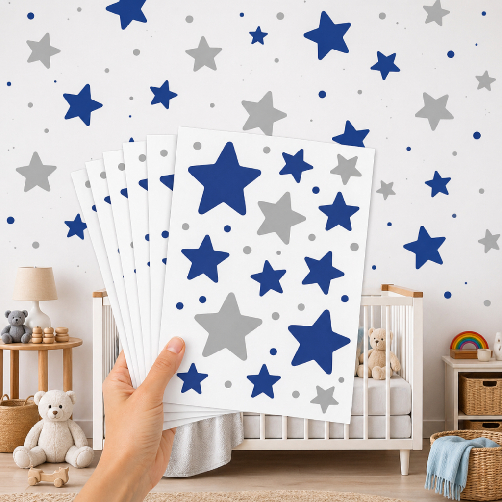 124 Adesivo Para Parede Estrelas, Estrelinhas, Bolinhas Decoração Quarto Infantil, Papel de Parede