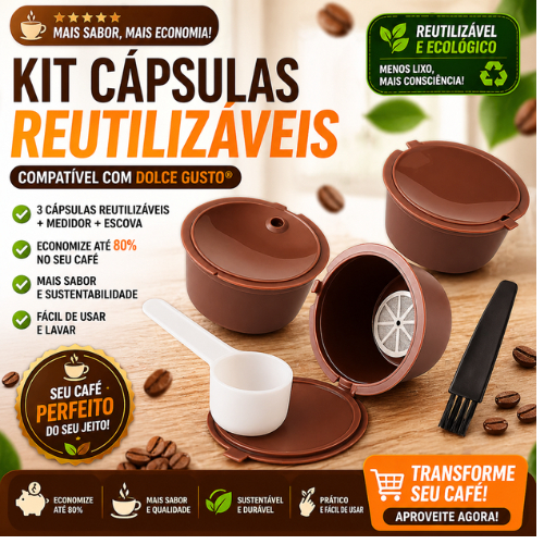 Capsula Reutilizavel Dolce Gusto 3un Refil Cafe Filtro Inox Compativel Recarga Economica Ecologica Cafe Top