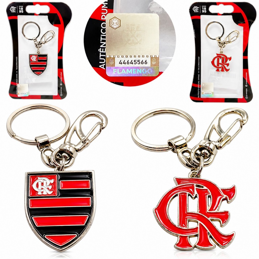 Chaveiro Flamengo Oficial Escudo Metal com Mosquetão Torcedor Produto Original Presente do Flamengo