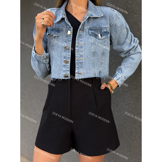 RD MODAS  8089 jaqueta jeans feminina casaco blusa casaco bulsas feminina de frio manga longa 8089
