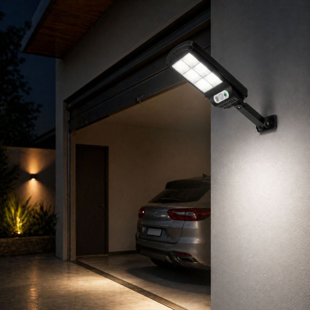 Luminária Solar LED com Sensor de Movimento Controle Remoto IP67 Luz Externa Jardim Parede Segurança Iluminação