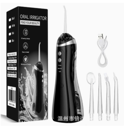 Irrigador Bucal higienizador dos dentes oral USB Recarregável 3 modos 4 Bocais Limpador de Dentes