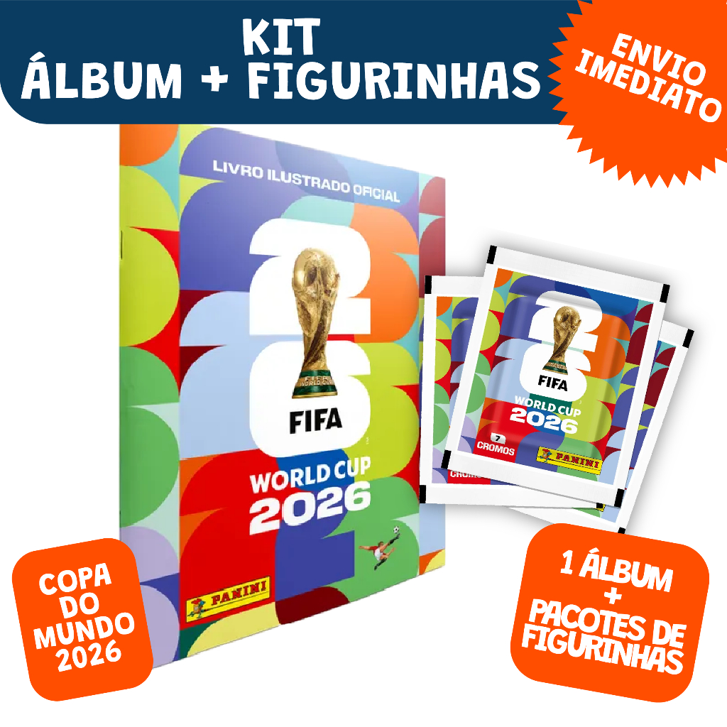 Kit Álbum e Figurinhas Oficial Copa do Mundo 2026 Original Envio Imediato com 5 10 20 pacotes
